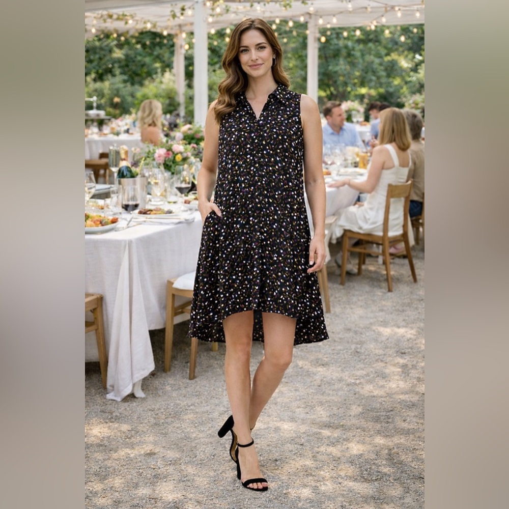 ANNE KLEIN SLEEVELESS MINI SHIRTDRESS